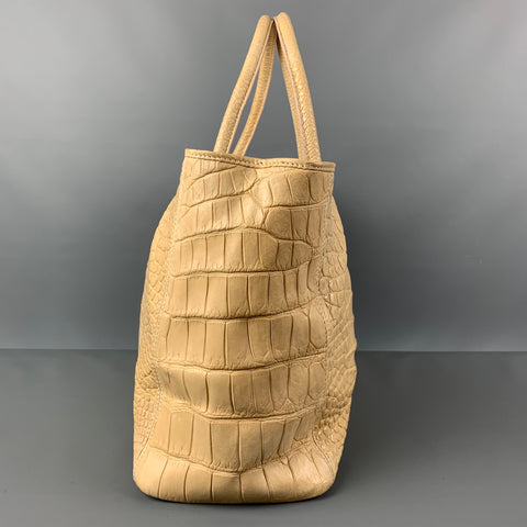 GENUINE CROCODILE SKIN Beige Crocodile Tote Handbag