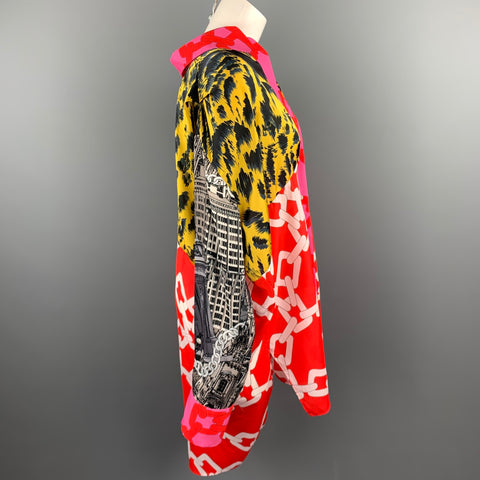MSGM Size 4 Multi-Color Mixed Fabric Polyester Oversized Blouse