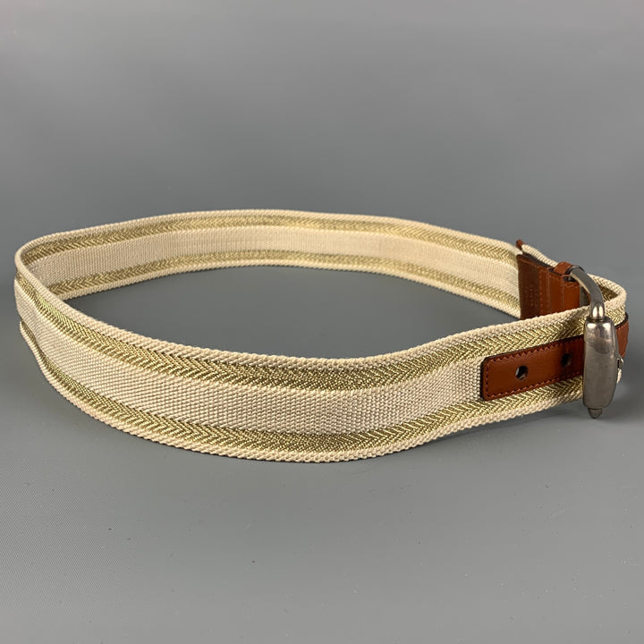 GUCCI Size 38 Gold Brown Ribbon Belt