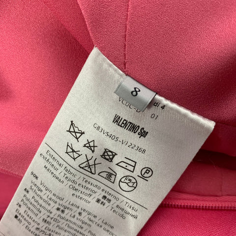 VALENTINO Size 8 Pink Wool Blend Ruffled Sleeveless Dress
