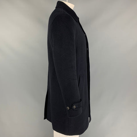 NIUHANS Abrigo con tapeta oculta de lana y cachemir azul marino talla L