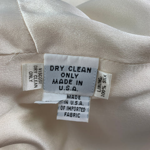 RICHARD TYLER Size 8 Cream Viscose Cap Sleeves Dress