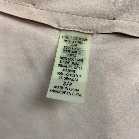 ELIE TAHARI Talla S Chaqueta con cinturón de ante con costuras en contraste color canela