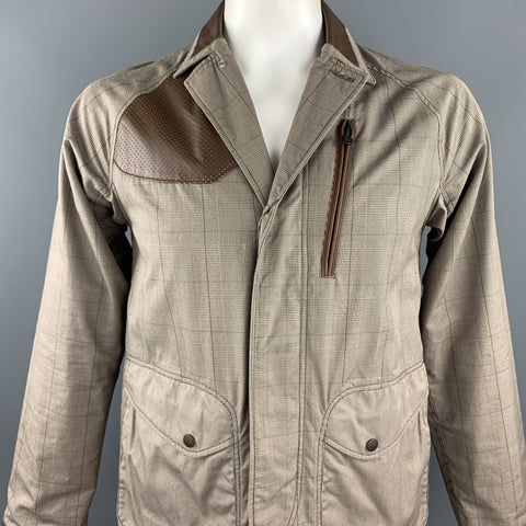 WHITE MOUNTAINEERING Size L Khaki Glenplaid Cotton Hidden Buttons Jacket