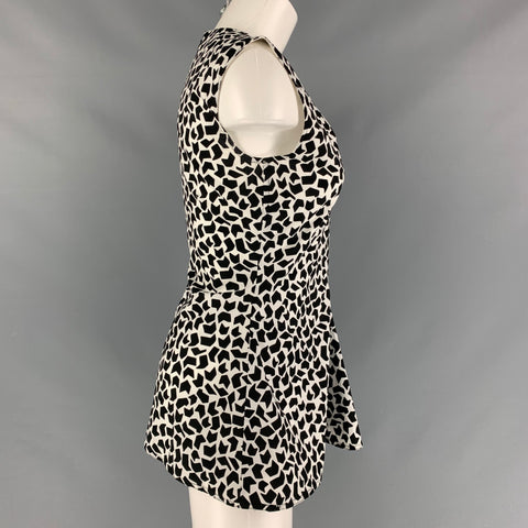 MARNI Size 0 Black White Cotton Tunic Blouse