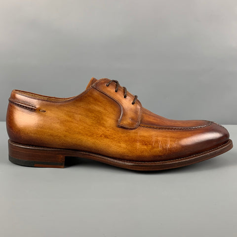 MAGNANNI Size 10.5 Brown Burnished Leather Lace Up Canela Shoes
