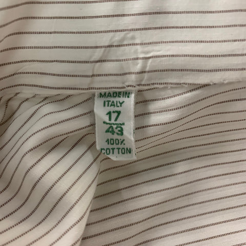 BORRELLI Taille L Chemise à manches longues boutonnée en coton à rayures blanches