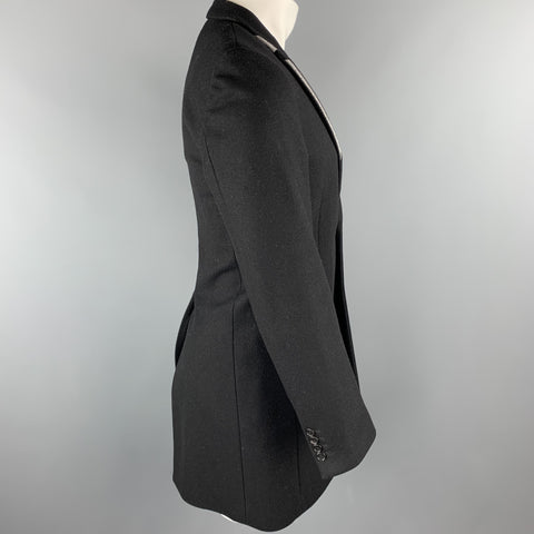 DIOR HOMME Size 36 Black & Grey Wool / Polyamide Peak Lapel Coat