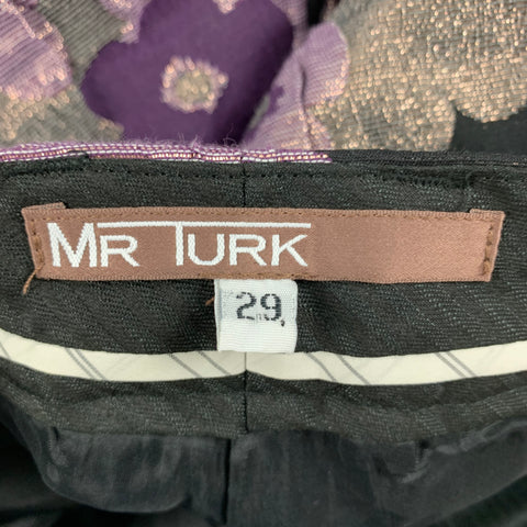 MR TURK Size 29 Purple Black Jacquard Cotton Blend Zip Fly Dress Pants