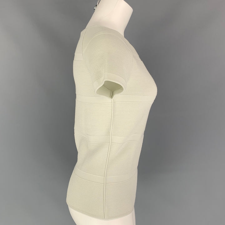 GIORGIO ARMANI Size 4 Sea Foam Viscose / Polyester Ribbed Casual Top