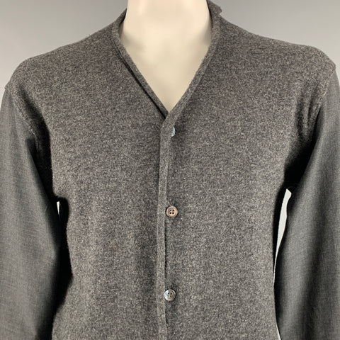 COMME des GARCONS Taille L Cardigan Col V Laine Nylon Tissus Mélangés Gris