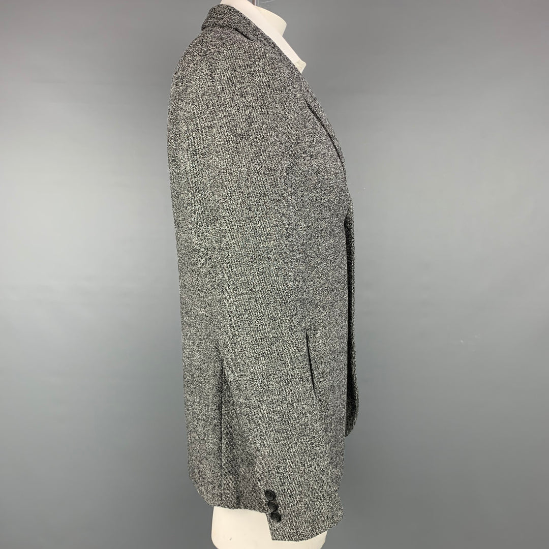 ISSEY MIYAKE Size 44 Black & White Textured Notch Lapel Sport Coat