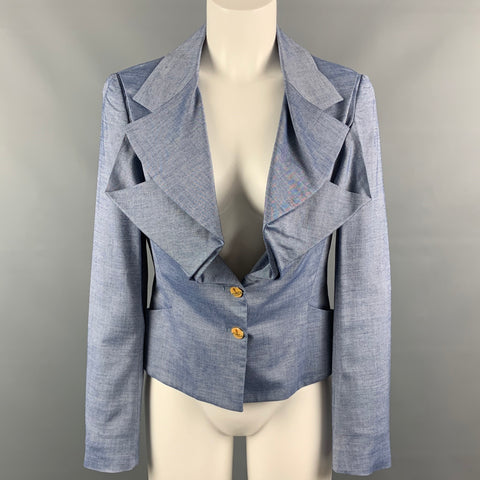 VIVIENNE WESTWOOD RED LABEL Size 6 Blue Wool Blend Ruffle Jacket