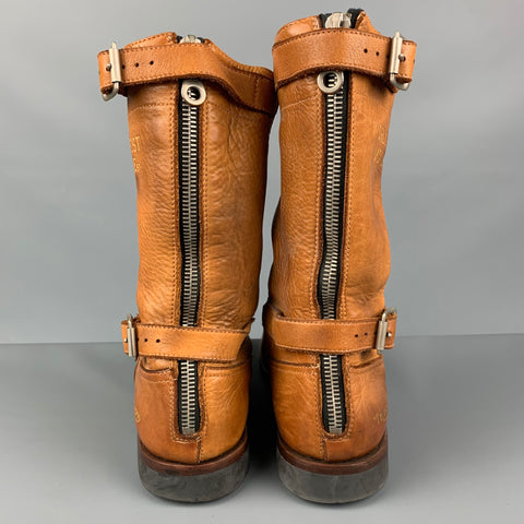 TRIUMPH by PAUL SMITH Size 12 Tan Leather Motorcycle Boots