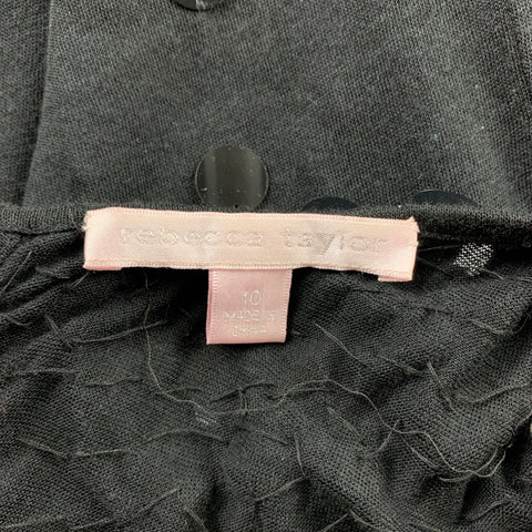 REBECCA TAYLOR Taille 10 Robe noire Payettes Tencel Blend