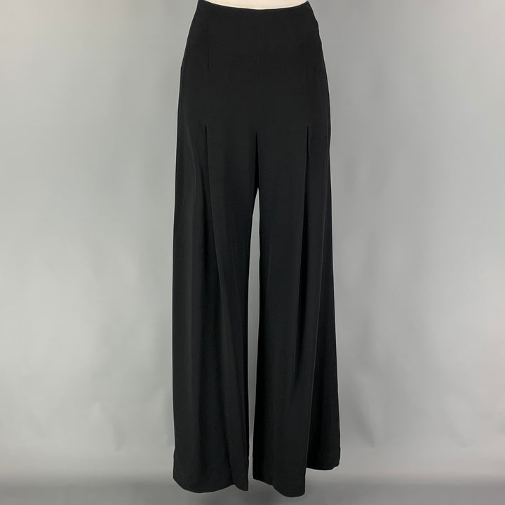 OSCAR DE LA RENTA Size 8 Black Viscose High Waisted Dress Pants