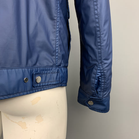 ERMENEGILDO ZEGNA Size 50 Blue Coated Wool Detachable Liner Jacket