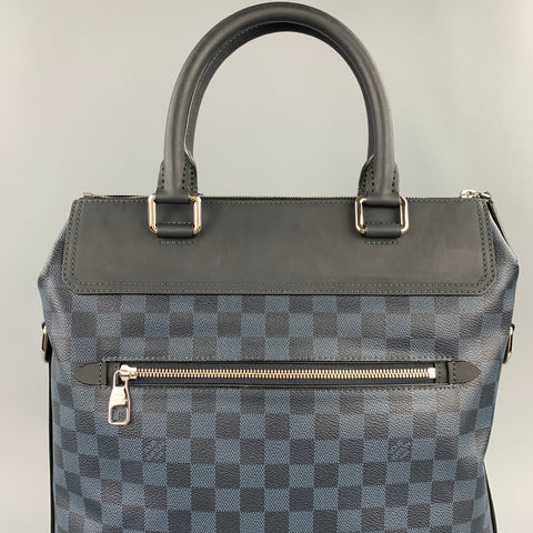 LOUIS VUITTON Sac fourre-tout Greenwich en toile avec bordure en cuir Damier noir et cobalt