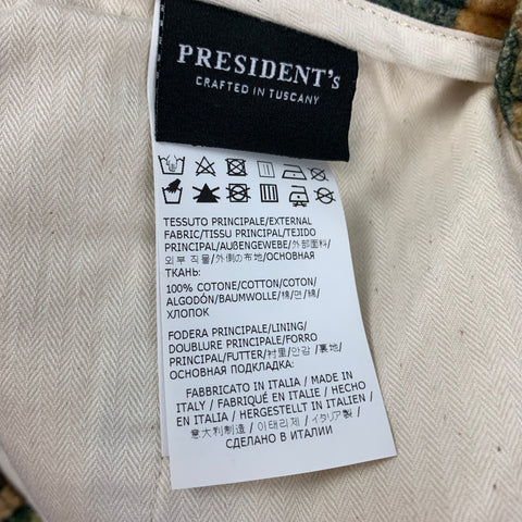 PRESIDENT's Size 30 Tan Olive Print Cotton Zip Fly Dress Pants