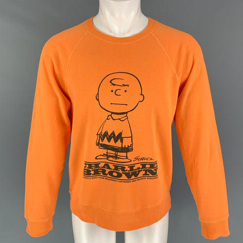 MARC JACOBS x PEANUTS Size XL Orange Black Graphic Cotton Crew-Neck Sweatshirt