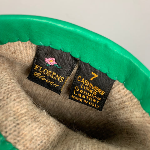 FLORENS Green Leather Cashmere Gloves