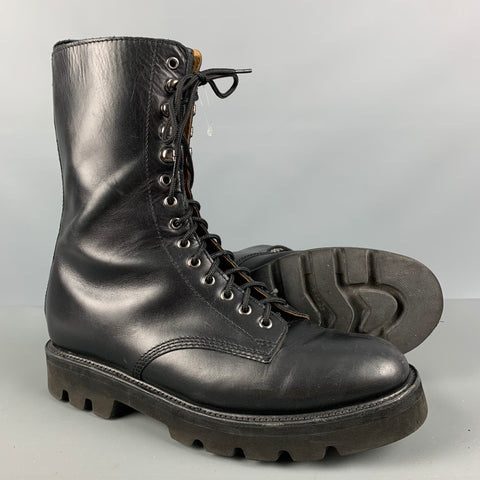 GRENSON Size 10 Black Leather Lace Up Boots