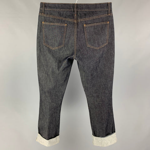 FRAME Size 30 Indigo Cotton Blend Cuffed Jeans