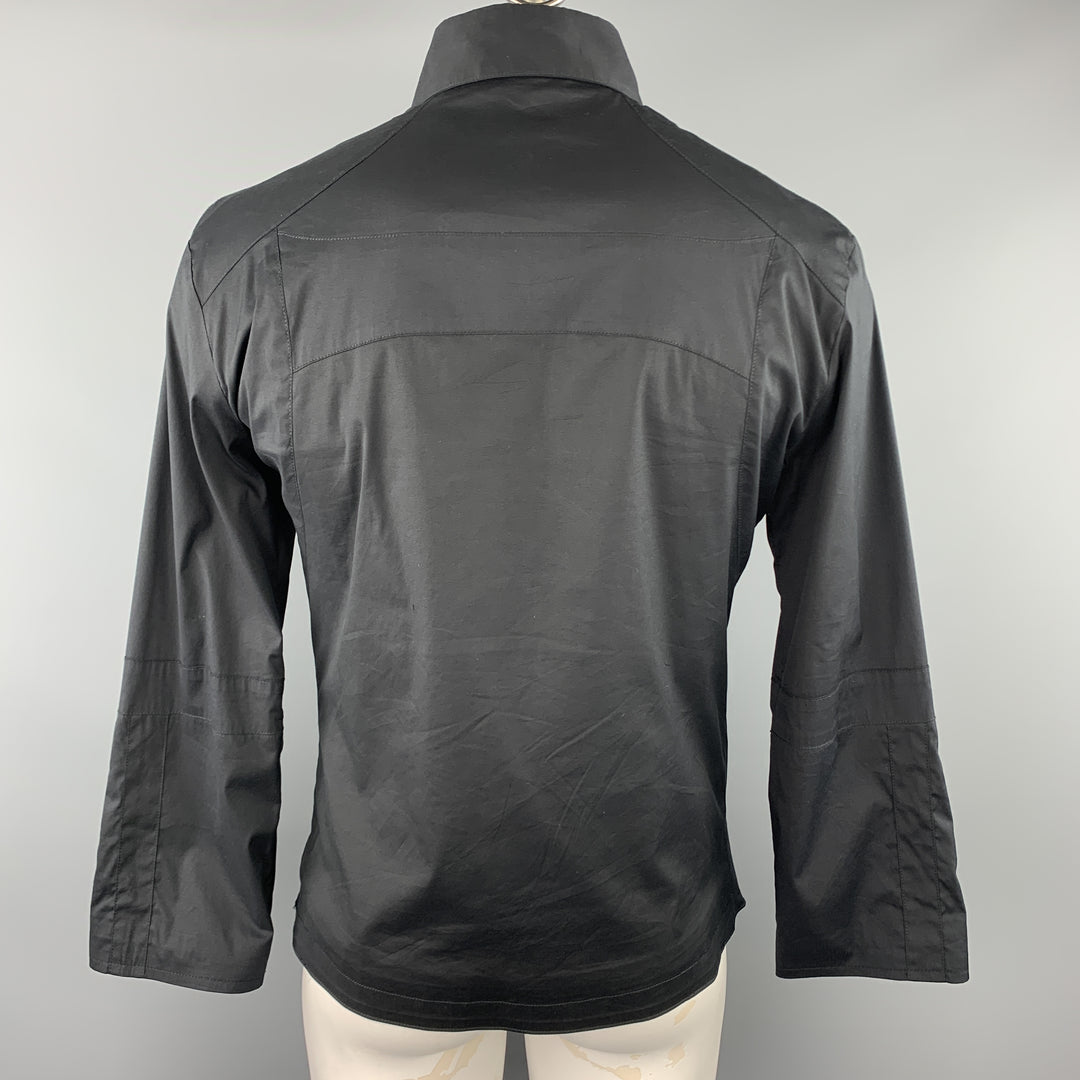 KARL LAGERFELD Size 42 Black Cotton Blend Shirt Jacket