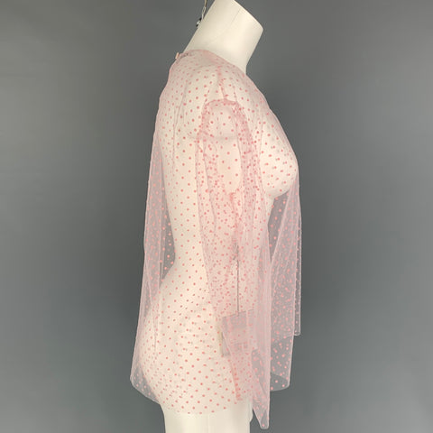 FILOSOFÍA Talla 6 Blusa rosa con cuello redondo y lunares de poliamida transparente