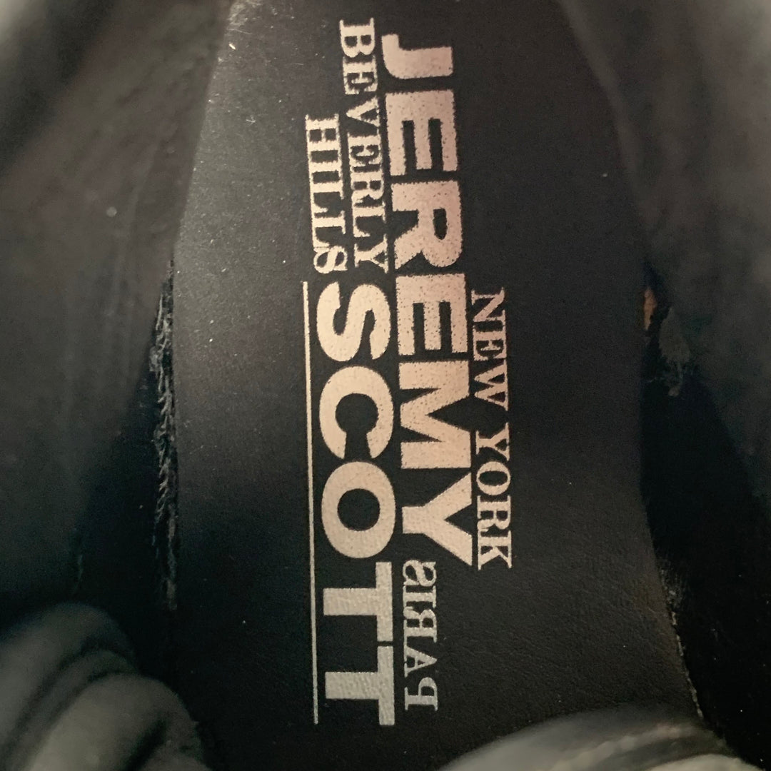 ADIDAS x JEREMY SCOTT Size 9 Silver Black Leather Metallic Wing Sneakers