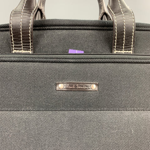 PAUL SMITH Black Canvas Leather Briefcase Bag