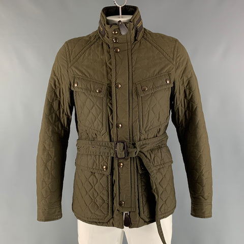 BURBERRY LONDON  Size 44 Olive Quilted Nylon Blend Jacket