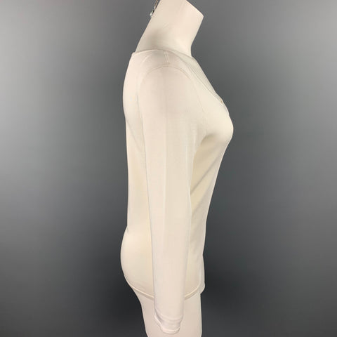 RALPH LAUREN Black Label Taille M Haut décontracté en mélange de viscose blanc cassé