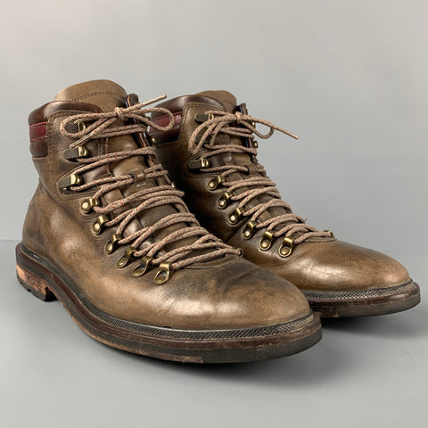 COLE HAAN Size 8.5 Brown Distressed Leather Lace Up Rugged Boots