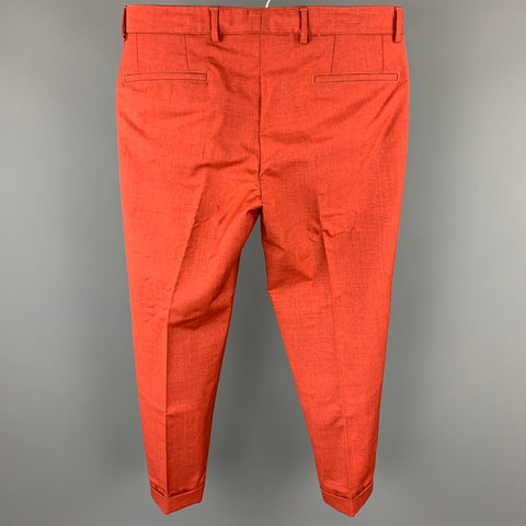 CALVIN KLEIN COLLECTION Size 32 Brick Polyamide Zip Fly Dress Pants