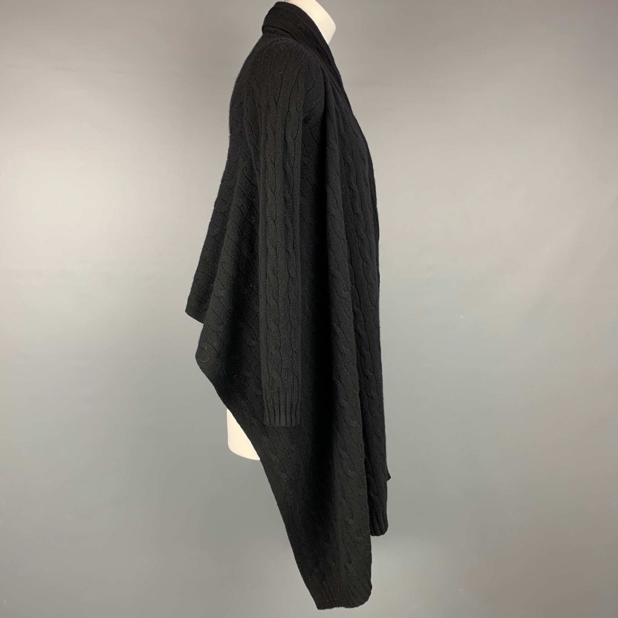 RALPH LAUREN Blue Label Size XS Black Knitted Wool / Cashmere Open