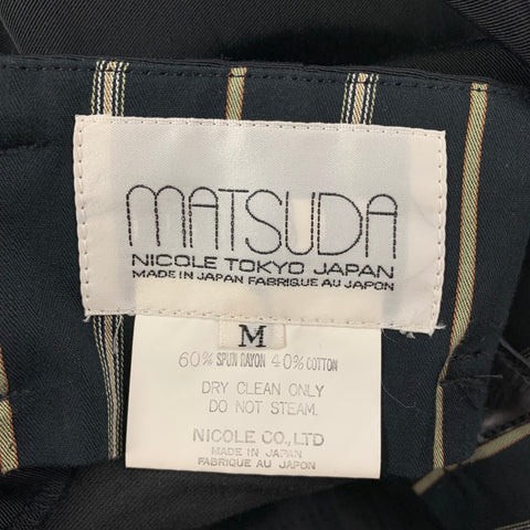 Vintage MATSUDA Size M Black Cotton Pleated Dress Pants