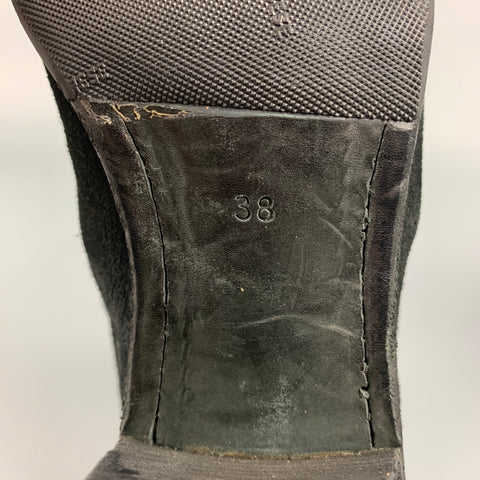 GUIDI Size 8 Black Suede Leather Ankle Boots