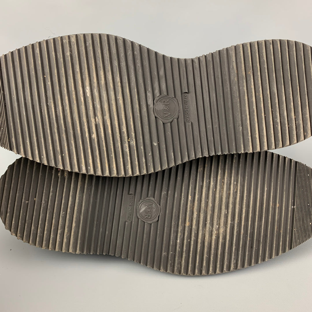 VIKTOR & ROLF Size 10 Black Blue Perforated Leather Wingtip Lace Up Shoes