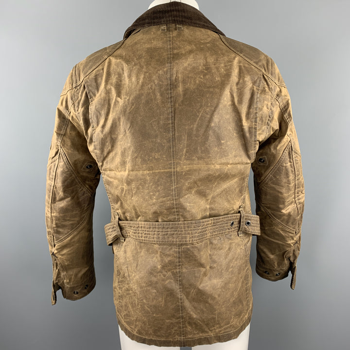 RALPH LAUREN Size S Brown Coated Cotton Patch Pocket Jacket