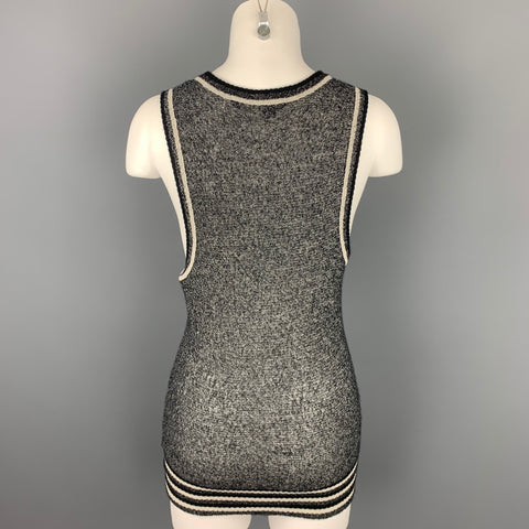 MARC JACOBS Top casual de mezcla de cachemira de punto texturizado en blanco y negro Talla S