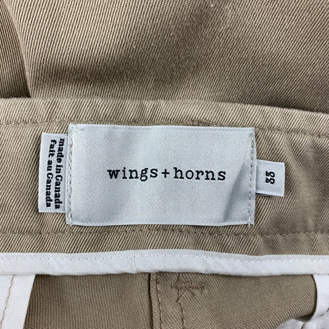WINGS and HORNS Size 33 Khaki Cotton Chino Shorts
