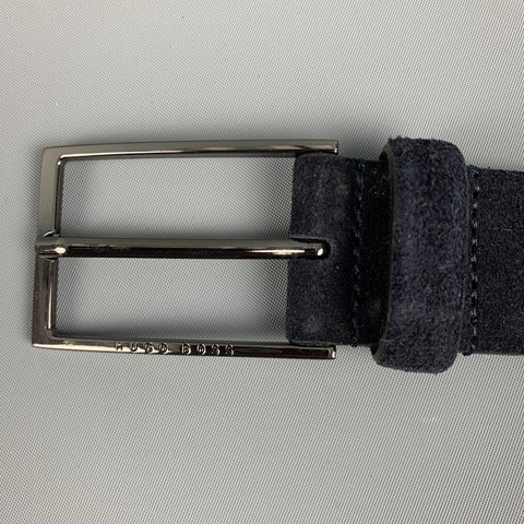 HUGO BOSS Size 38 Navy Suede Belt