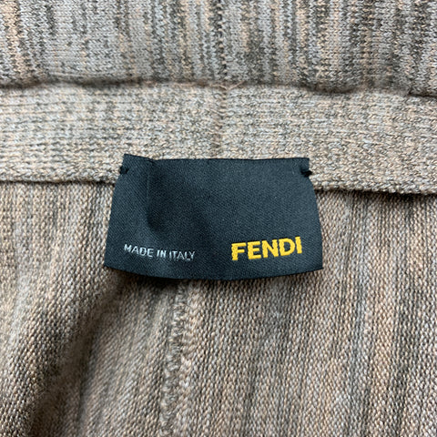 FENDI Size M Taupe Heathered Wool Blend Tiered Ruffle Skirt