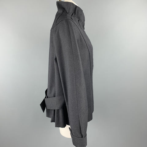 PHILOSOPHY di ALBERTA FERRETTI Size 8 Charcoal Wool High Gathered Collar Jacket