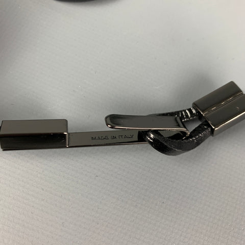 PRADA Black Gunmetal Patent Leather Necklace