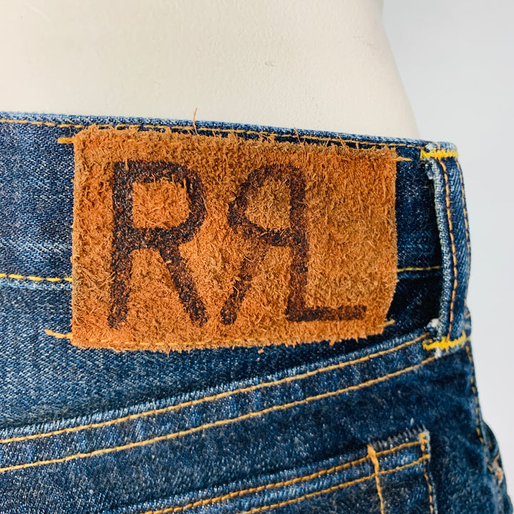 RRL by RALPH LAUREN Size 38 Indigo Contrast Stitch Selvedge Denim Jeans