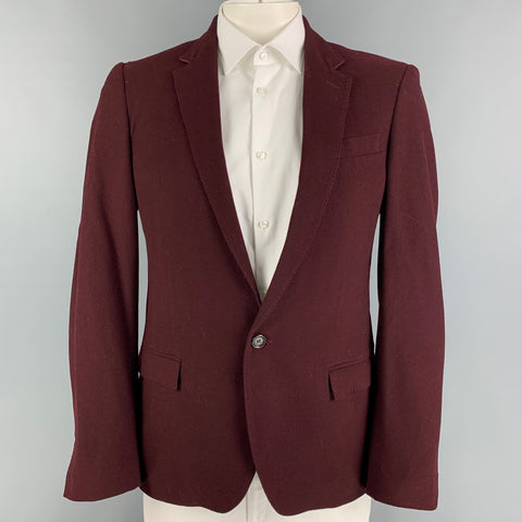 CoSTUME NATIONAL Size 42 Burgundy Wool Notch Lapel Sport Coat