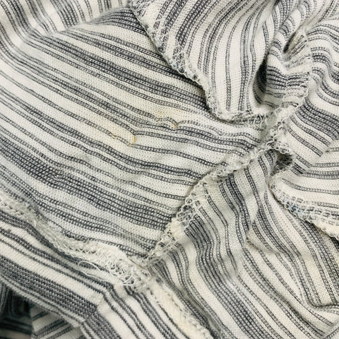 THEORY Size M White Grey Stripe Viscose Blend Short Sleeve Polo