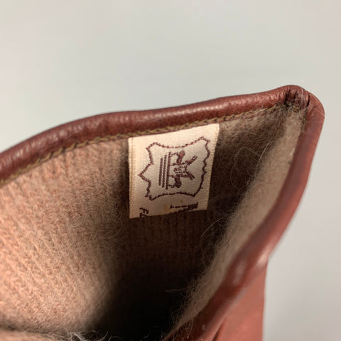 MADOVA Size 6.5 Cognac Leather Cashmere Gloves